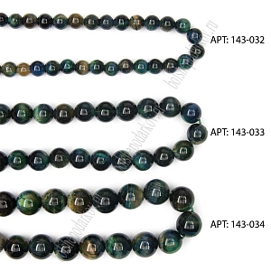 Бусины круглые на нитке 8 мм (SF-7591) соколиный глаз микс