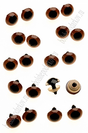 Фурнитура &quot;Глазки для игрушек&quot; 16 мм, с заглушками (20 шт) SF-2141, темно-коричневый