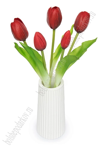 Веточка декоративная 33 см, 31 см &amp;quot;Тюльпан&amp;quot; (5 шт) SF-8137, красный