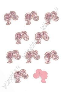 Патчи из фетра со стразами 2,9*2,8 см (12 шт) SF-7699, светло-розовый