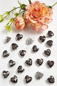 Стразы пришивные 12 мм &quot;Сердечко&quot; (10 шт) SF-3716, графитовый №2