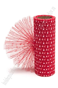 Фатин в горошек 15 см*10 ярд (SF-2941) красный №37