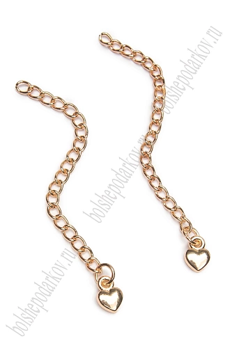 Цепочка удлинитель &amp;quot;Сердечко&amp;quot; 7 см (10 шт) SF-7466, розовое золото