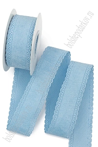 Лента вельветовая с перфорацией 3,8 см*10 ярд (SF-7315) голубой №103