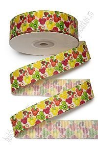Лента репсовая 2,5 см*25 ярд с рисунком "Фруктики" SF-6131, №2