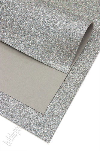 Фоамиран глиттерный А4, 2 мм Premium (10 листов) SF-7840, серебро голографик №5001