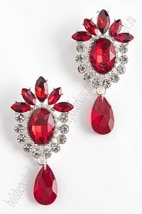 Серединка ювелирная с подвеской (2 шт) SF-5958, серебро/красный №01