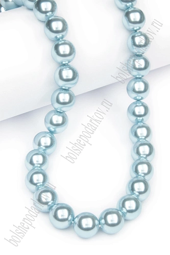 Бусины круглые на нитке 10 мм (SF-8070) жемчуг голубой