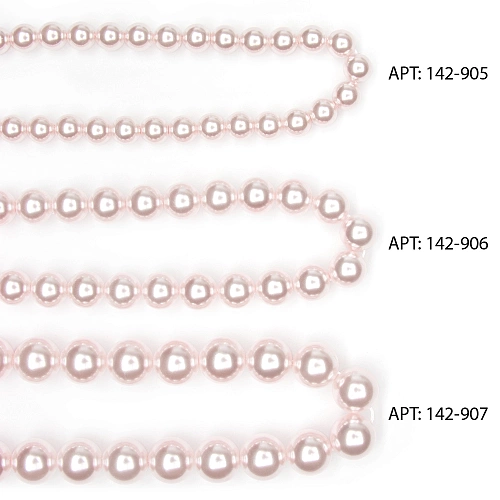 Бусины круглые на нитке 8 мм (SF-8069) жемчуг светло-розовый