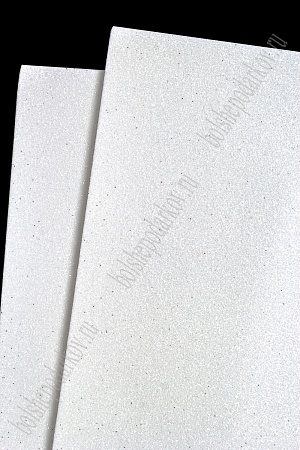 Фоамиран глиттерный 2 мм, 40*60 см Premium (10 листов) SF-3010, белый №020