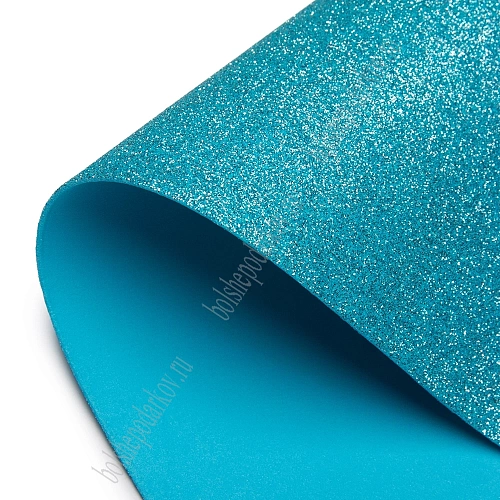 Фоамиран глиттерный 2 мм, 40*60 см Premium (10 листов) SF-3010, голубой