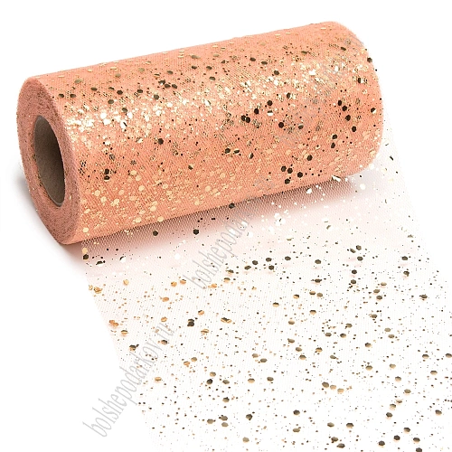 Фатин с пайетками 15 см*25 ярд (SF-605) персиковый №44