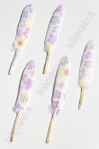 Перья декоративные 15*2,2 см (10 шт) &quot;Ромашки&quot; разноцветные