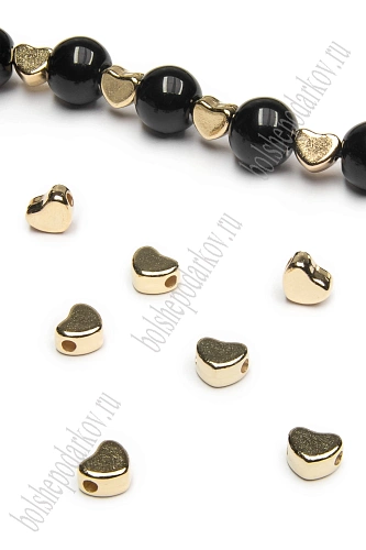 Бусины 7*6 мм &amp;quot;Сердечко&amp;quot; (200 шт) SF-7292, золото