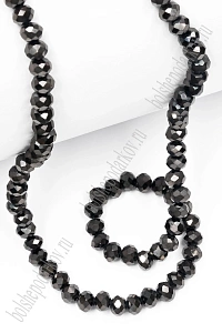 Бусины стеклянные, перламутровые, на леске &quot;Rondelle&quot; 6 мм (SF-669) графитовый