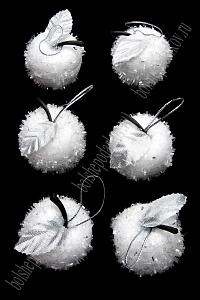 Набор новогодних украшений "Яблочко" 4 см (6 шт) SF-8036, белый