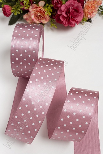 Лента атласная в горошек 4 см*25 ярд (SF-1365) пенка №091/2