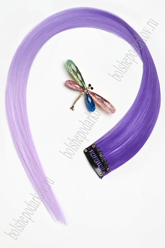 Прядь волос двухцветная на заколке (6 шт) SF-3045, фиолетовый/сиреневый
