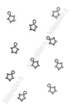 Подвеска металл 1*1,2 см &quot;Звёздочка&quot; (30 шт) SF-7745, серебро