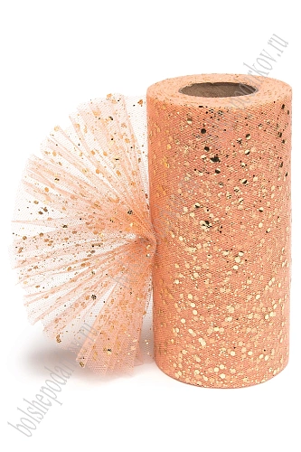 Фатин с пайетками 15 см*25 ярд (SF-605) персиковый №44