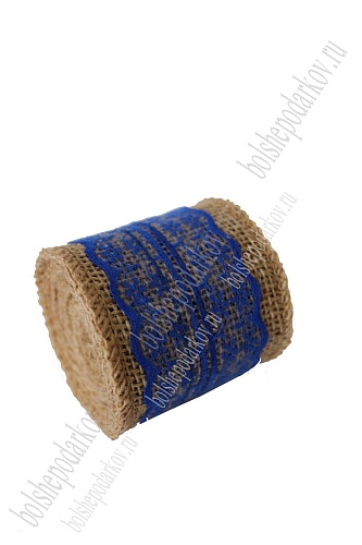 Лента из мешковины с кружевом 6 см (ВР-320) в ассортименте