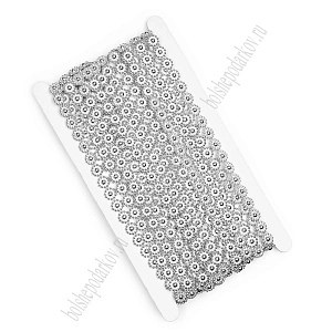 Тесьма декоративная &quot;Ромашки&quot; 1 см*10 ярд (SF-686) серебро