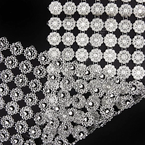 Тесьма декоративная &quot;Цветок&quot; 8 рядов*11,5 см*10 ярд (SF-1417) серебро