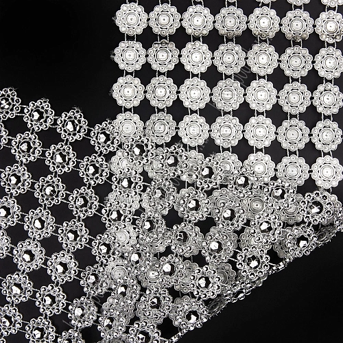 Тесьма декоративная &amp;quot;Цветок&amp;quot; 8 рядов*11,5 см*10 ярд (SF-1417) серебро