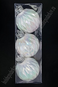 Набор новогодних шаров 8 см (3 шт) SF-7805, белый №1