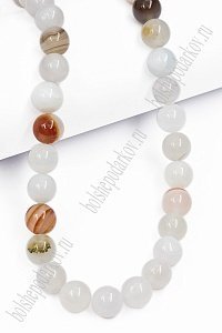 Бусины круглые на леске 10 мм (SF-7592) агат белый №2