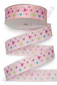 Лента репсовая 2,5 см*25 ярд с рисунком "Бабочки" SF-6131, №6