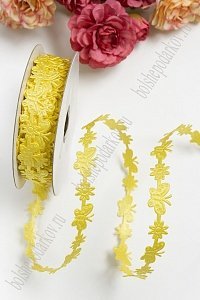 Лента декоративная &quot;Бабочки&quot; 1,7 см (20 ярд) желтый