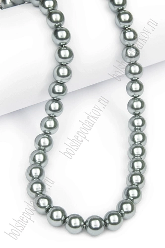 Бусины круглые на нитке 8 мм (SF-8069) жемчуг серый