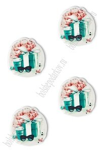 Кабошон-вырубка &quot;Коробка с цветами&quot; 3*3,2 см (10 шт) SF-5948, №1
