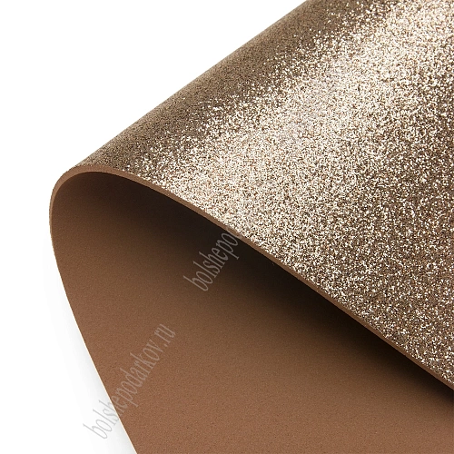 Фоамиран глиттерный А4, 2 мм Premium (10 листов) SF-1955, коричневый №007А