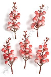 Ягоды на веточке (10 веточек) SF-022, св.- красный/белый