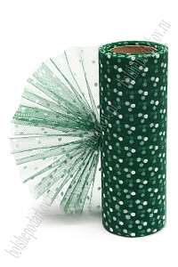 Фатин в горошек 15 см*10 ярд (SF-2941) темно-зеленый №19