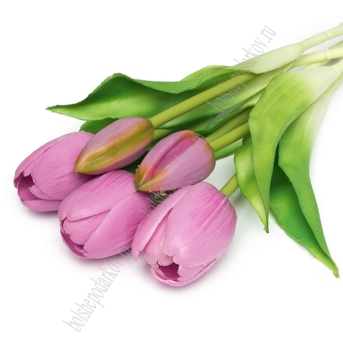 Веточка декоративная 33 см, 31 см &amp;quot;Тюльпан&amp;quot; (5 шт) SF-8137, сиреневый