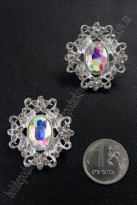 Серединка ювелирная (2 шт) SF-5794, серебро/серебро радужное №29