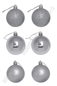 Набор новогодних шаров 6 см (12 шт) SF-7334, серебро №3