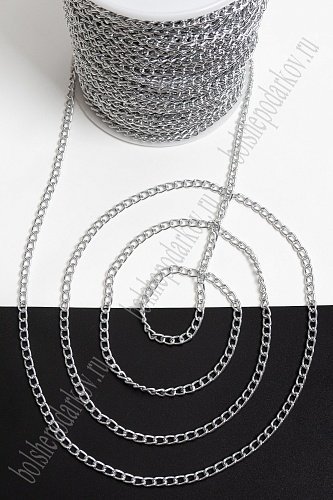 Цепь декоративная 4,9*3 мм (50 м) SF-2543, серебро