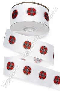 Лента репсовая 4 см*25 ярд с рисунком "Клетка" SF-5934, №2