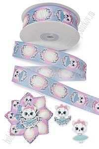 Лента репсовая 2,5 см*25 ярд с рисунком &quot;Котёнок&quot; SF-7481