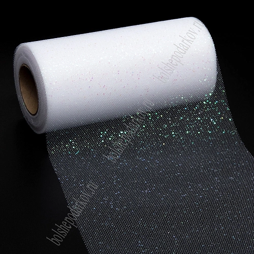 Фатин с блестками  15 см*25 ярд (SF-604) белый №2