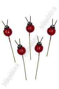 Божьи коровки на веточке 3*1,8 см (20 шт) SF-2329, красный