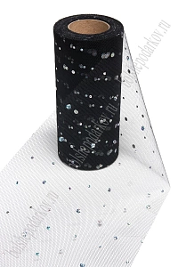 Фатин с пайетками &quot;Горох&quot; 15 см*25 ярд (SF-2939) черный №12