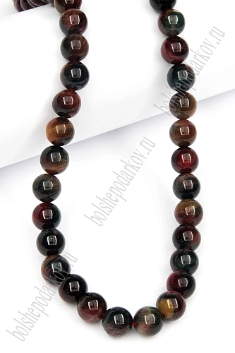 Бусины круглые на нитке 8 мм (SF-7591) тигровый глаз микс №3