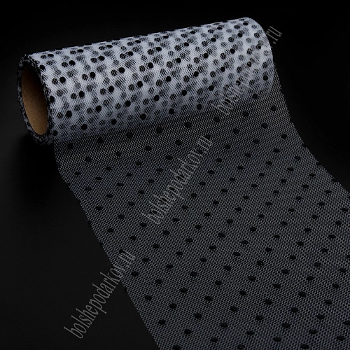 Фатин в горошек 15 см*10 ярд (SF-2941) белый/черный