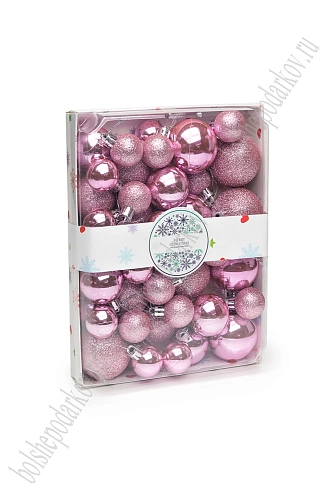 Набор новогодних шаров микс (42 шт) SF-7995, розовый №6 Набор новогодних шаров микс (42 шт) SF-7995, розовый №6