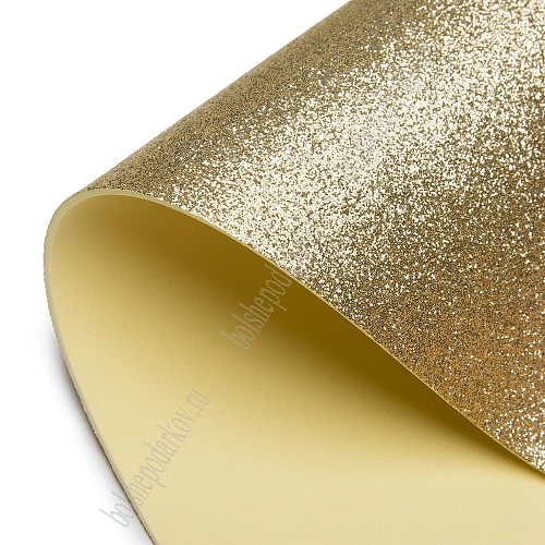Фоамиран глиттерный 2 мм, 40*60 см Premium (10 листов) SF-3010, светлое золото №2022